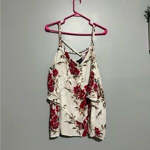 Maurices Red and Cream Floral Camisole